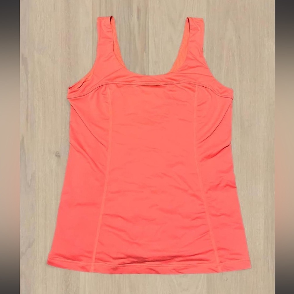 Lululemon 8 Run Distance Tank Peblum Style Flush Orange Coral Ruffles